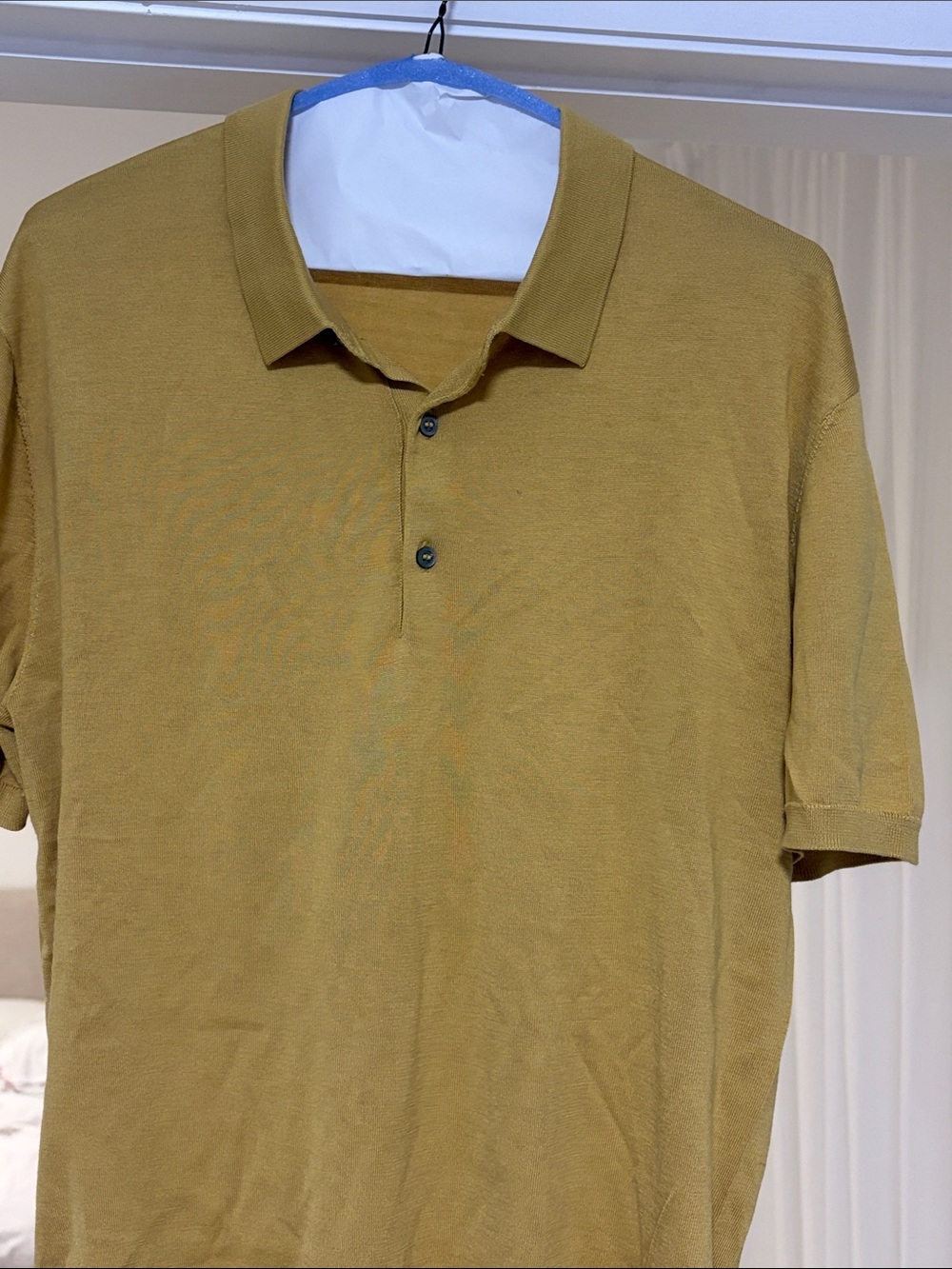 Men's Short-Sleeve Knit Polo Shirt in Mustard